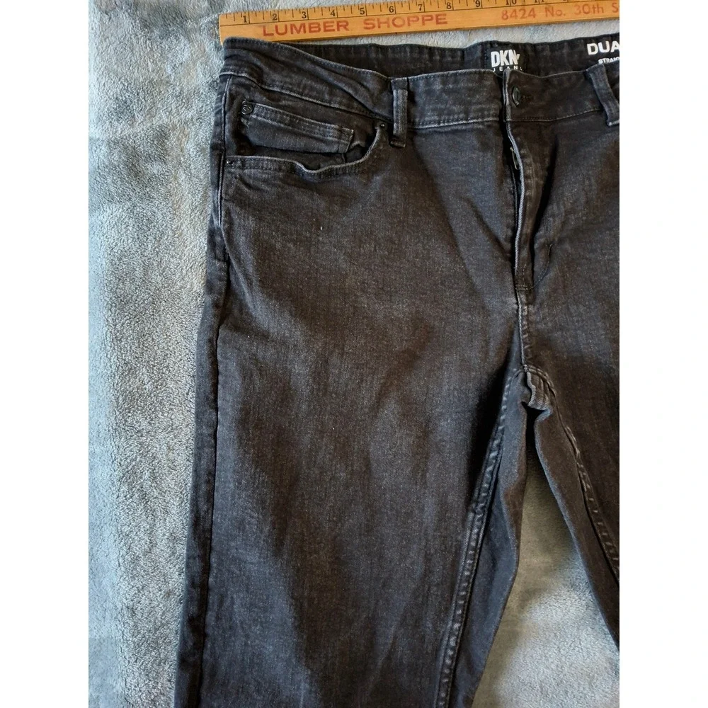 DKNY Jeans Duane Straight Fit Mens Washed Black Denim Pants 36x32 Stretch‎